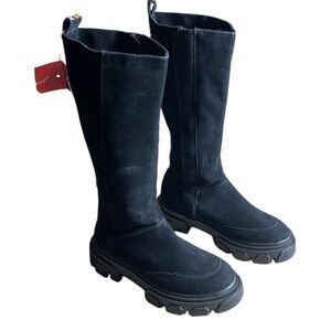 FARM RIO Faux Suede Tall Shaft Boots, vegan leather, NWOB black - Size 7.5